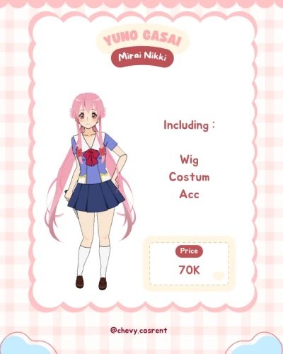 Rental Kostum Yuno Gasai — Mirai Nikki